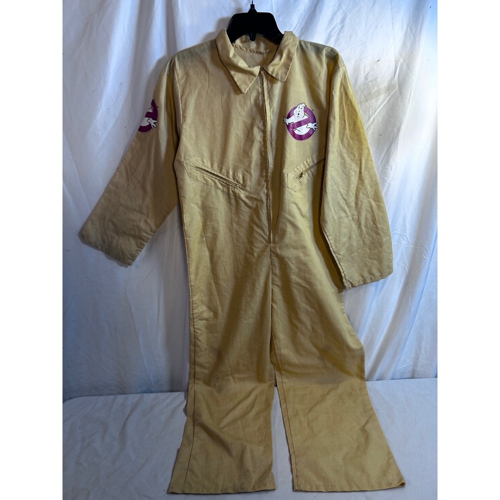 Ghostbusters Costume Jumpsuit Large Tan Logo Zip Front Kids